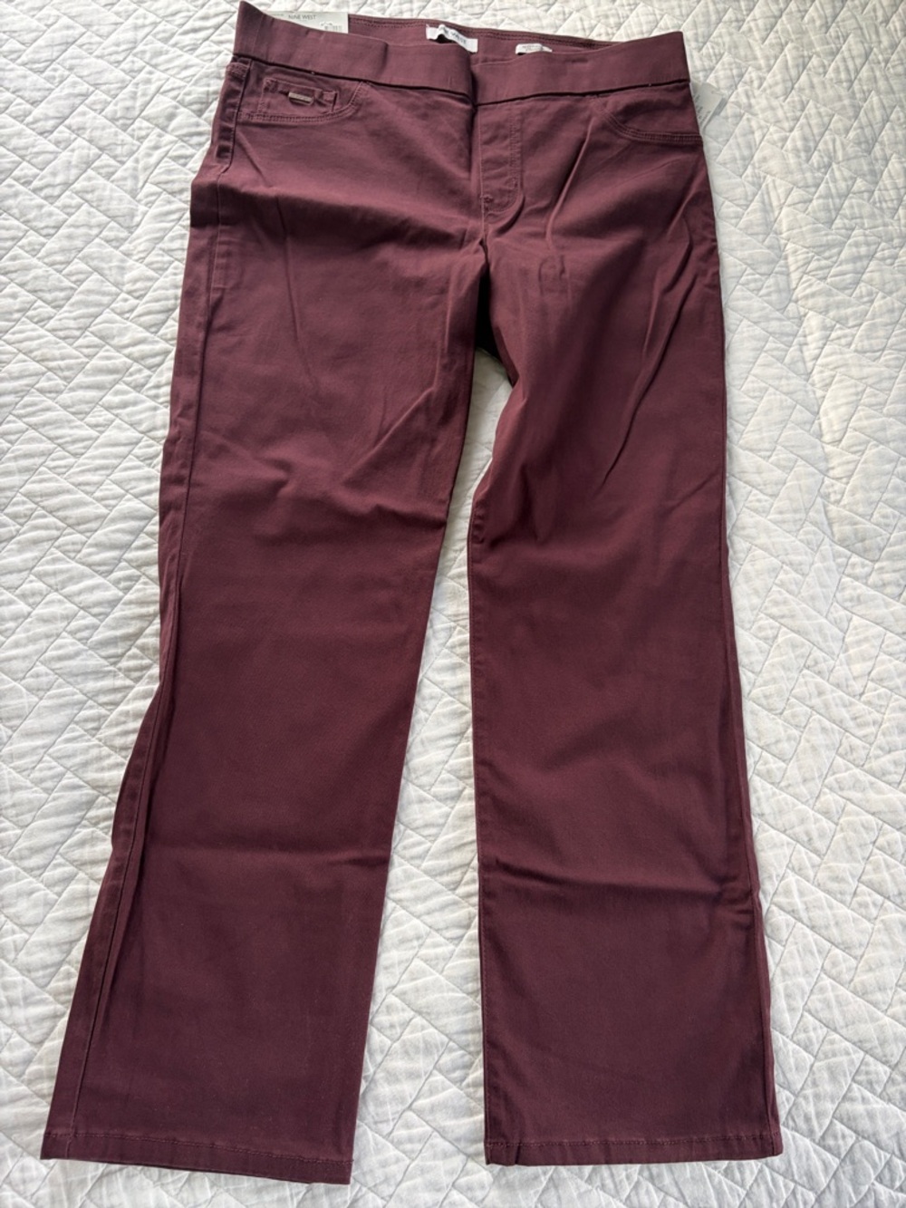 NWT Nine West Plum Heidi Pull-On Straight leg twill pants size 14